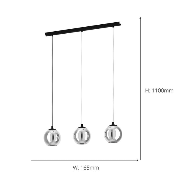 Eglo Ariscani 3 Smoked Glass Ball Light Pendant – view 2