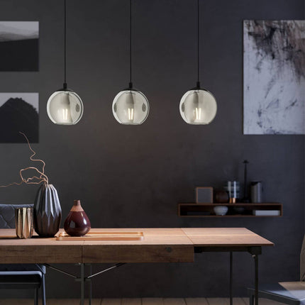 Eglo Ariscani 3 Smoked Glass Ball Light Pendant – view 3