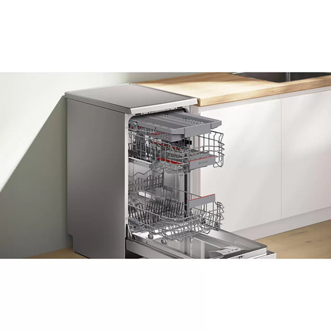 Bosch SPS4HMI49G Series 4 10 Place Slimline Freestanding Dishwasher, Silver
