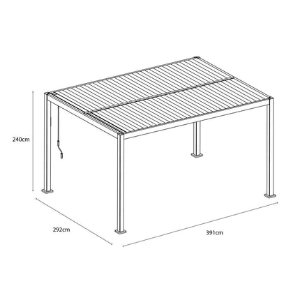 Alvivo 9ft 7" x 12ft 10" (2.9 x 3.9m) Louvered Aluminium Pergola Bundle with Pull-Down Screens & LED Lights – view 3