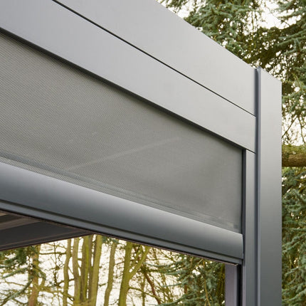 Alvivo 9ft 7" x 12ft 10" (2.9 x 3.9m) Louvered Aluminium Pergola Bundle with Pull-Down Screens & LED Lights – view 5