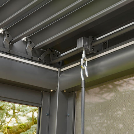 Alvivo 9ft 7" x 12ft 10" (2.9 x 3.9m) Louvered Aluminium Pergola Bundle with Pull-Down Screens & LED Lights – view 8