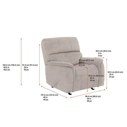 True Innovations Hayden Beige Fabric Manual Recliner Chair – view 2