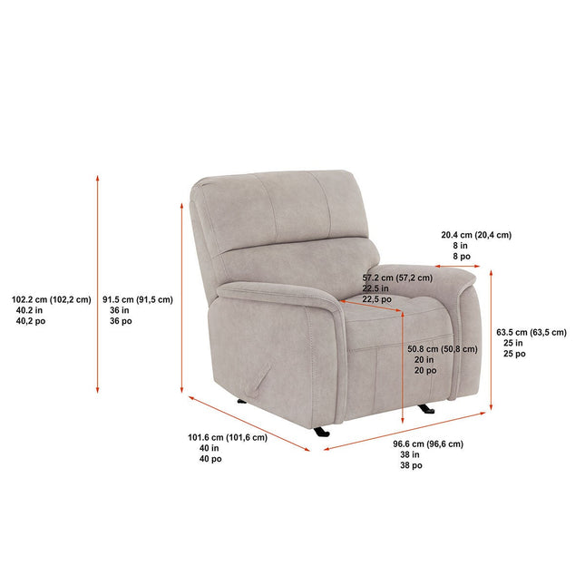 True Innovations Hayden Beige Fabric Manual Recliner Chair – view 2