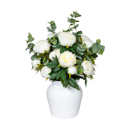 Artificial Peony & Eucalyptus Bouquet in Vase in 2 Colours – view 5