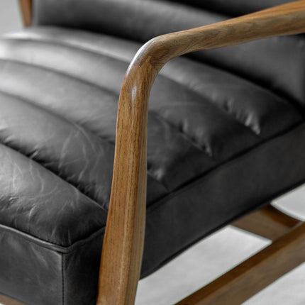 Gallery Datsun Antique Ebony Leather Armchair – view 3