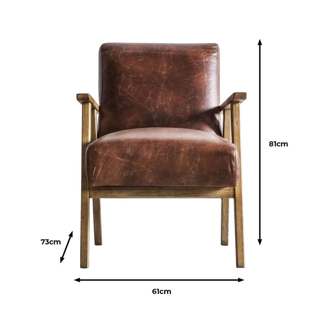 Gallery Neyland Brown Leather Armchair – view 2