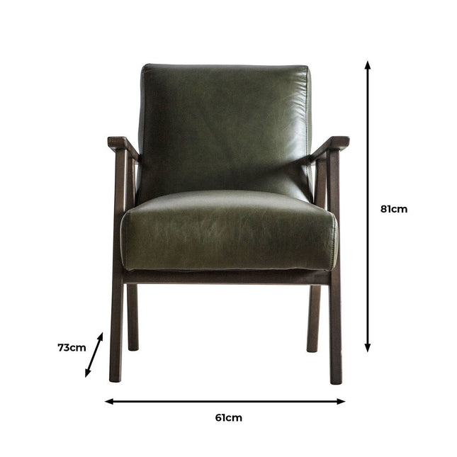 Gallery Neyland Green Leather Armchair – view 2