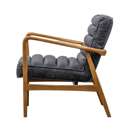 Gallery Datsun Antique Ebony Leather Armchair – view 7