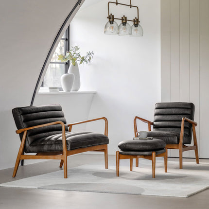 Gallery Datsun Antique Ebony Leather Armchair – view 5