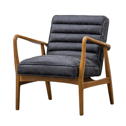 Gallery Datsun Antique Ebony Leather Armchair – view 6