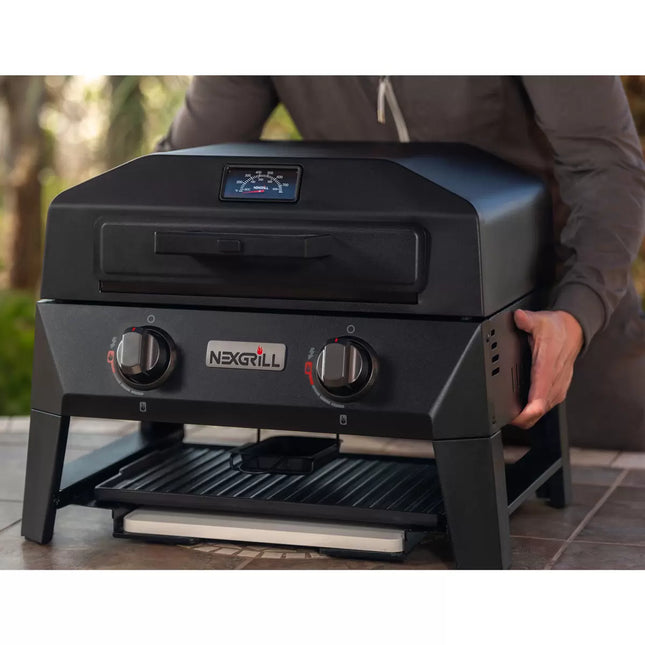 Nexgrill Fortress 2 Burner 4-in-1 BBQ Grill & Pizza Oven + Griddle + Grill Plate + Cover