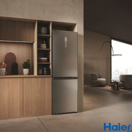Haier HDW3618DNPD(UK) 60cm Free Standing Fridge Freezer Premium Inox D Rated