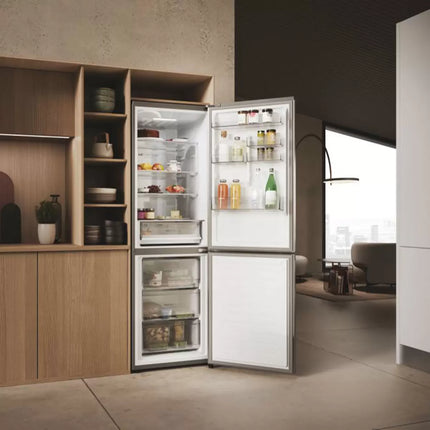 Haier HDW3618DNPD(UK) 60cm Free Standing Fridge Freezer Premium Inox D Rated