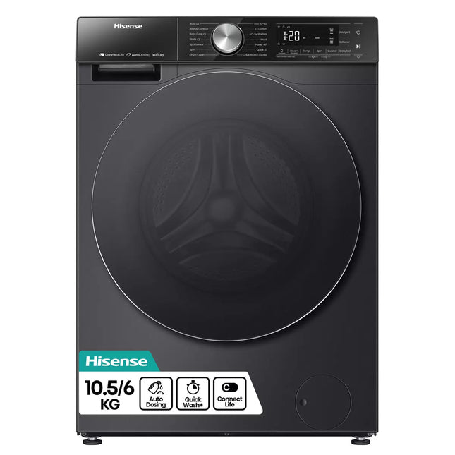 Hisense WD5S1045BB 10.5/6kg, Washer Dryer, D Rated in Black