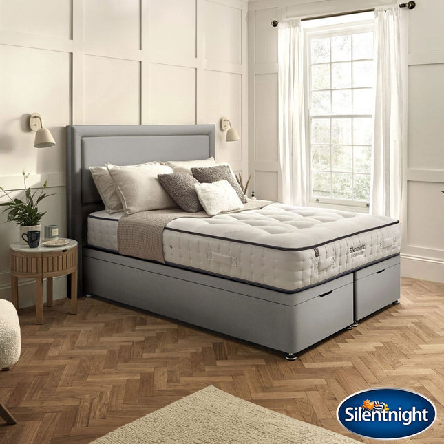 Silentnight British Wool 2400 Pocket Mattress & Slate Grey Full Ottoman Divan in 3 Sizes