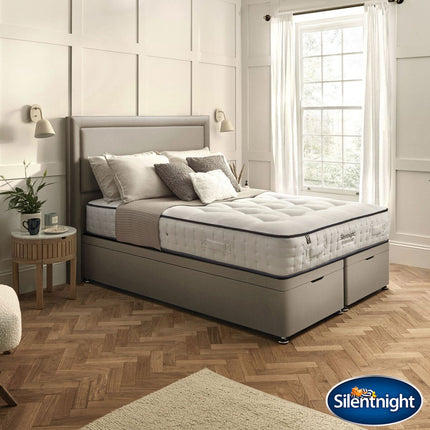 Silentnight British Wool 2400 Pocket Mattress & Sandstone Full Ottoman Divan in 3 Sizes