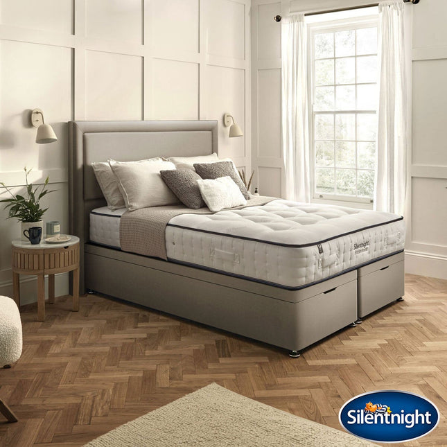 Silentnight British Wool 2400 Pocket Mattress & Sandstone Full Ottoman Divan in 3 Sizes