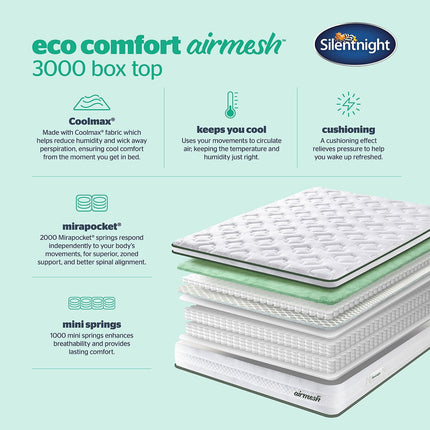 Silentnight AirMesh® 3000 Pocket Boxtop Mattress & Sandstone Full Ottoman Divan in 3 Sizes – view 4