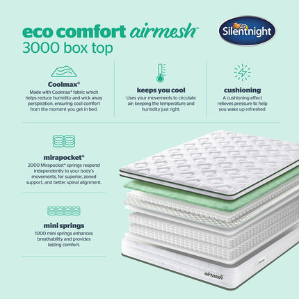 Silentnight AirMesh® 3000 Pocket Boxtop Mattress & Sandstone Divan in 4 Sizes – view 4