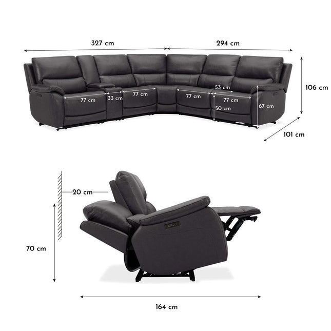Gilman Creek Wylder Dark Grey Leather Power Reclining Sectional Sofa – view 2