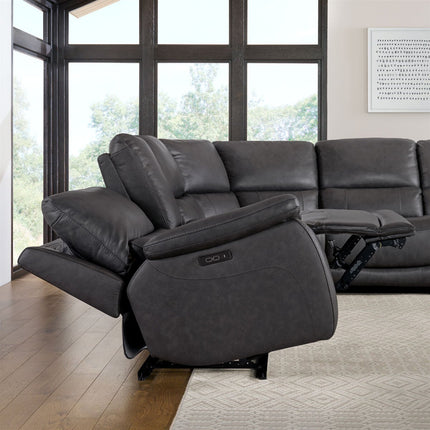 Gilman Creek Wylder Dark Grey Leather Power Reclining Sectional Sofa – view 4