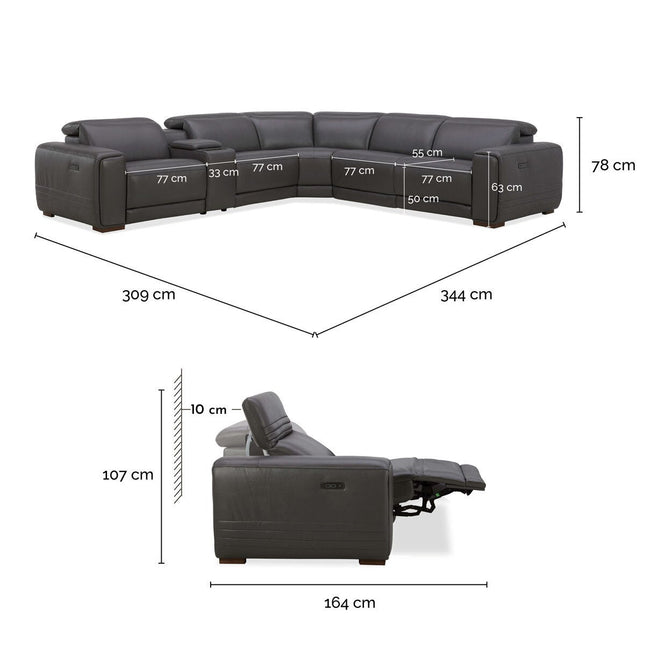 Aiden & Ivy Karson Dark Grey Leather Power Reclining Sectional Sofa – view 2