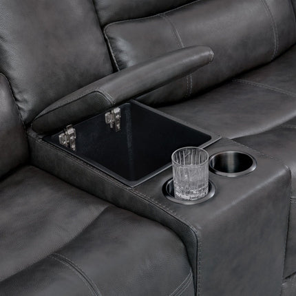 Gilman Creek Wylder Dark Grey Leather Power Reclining Sectional Sofa – view 8