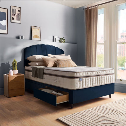 Silentnight Velvet 4 Drawer Divan Base with Merlin Headboard in 3 Colours & 3 Sizes – view 3
