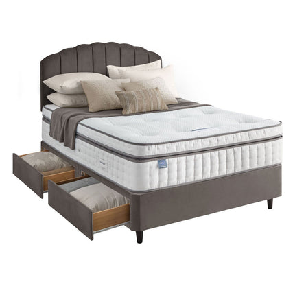 Silentnight Velvet 4 Drawer Divan Base with Merlin Headboard in 3 Colours & 3 Sizes – view 4