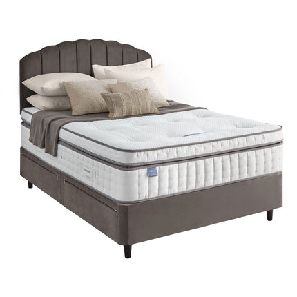 Silentnight Velvet 4 Drawer Divan Base with Merlin Headboard in 3 Colours & 3 Sizes – view 6