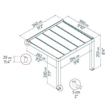 Palram Canopia Helsinki 9ft 10" x 11ft 2" (3m x 3.4m) Cedar Wood Patio Cover – view 2