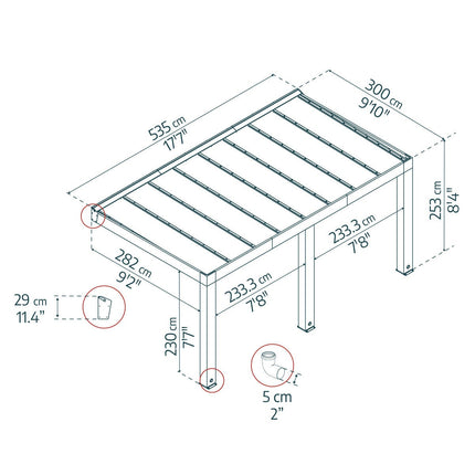 Palram Canopia Helsinki 9ft 10" x 17ft 7" (3m x 5.35m) Cedar Wood Patio Cover – view 2