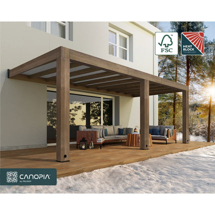 Palram Canopia Helsinki 9ft 10" x 21ft 10" (3m x 6.65m) Cedar Wood Patio Cover