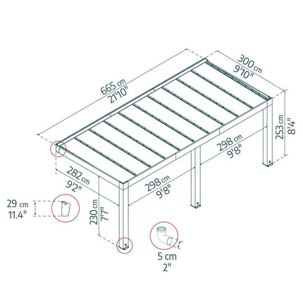 Palram Canopia Helsinki 9ft 10" x 21ft 10" (3m x 6.65m) Cedar Wood Patio Cover – view 2