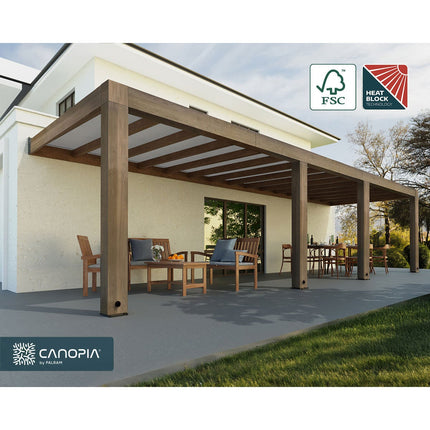 Palram Canopia Helsinki 9ft 10" x 32ft 6" (3m x 9.9m) Cedar Wood Patio Cover
