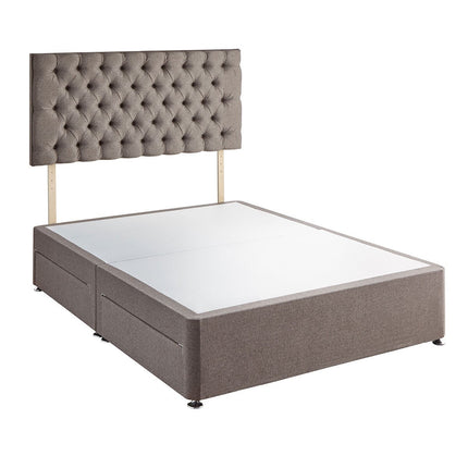Silentnight 4 Drawer Divan Base with Eden Headboard in Pebble in 2 Colours & 3 Sizes – view 4