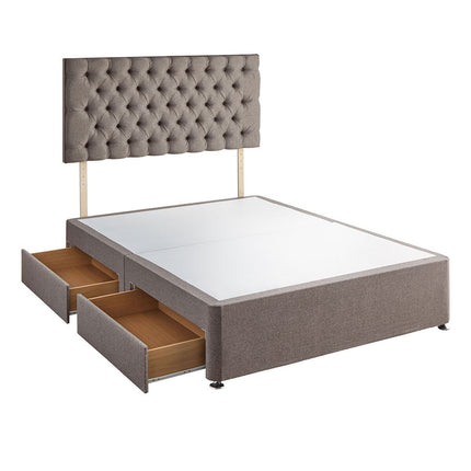 Silentnight 4 Drawer Divan Base with Eden Headboard in Pebble in 2 Colours & 3 Sizes – view 3