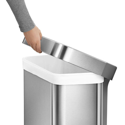 simplehuman Rectangular Step Can Bin 55L in Brushed Stainless Steel with Grey Plastic Lid – view 2