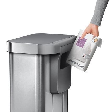 simplehuman Rectangular Step Can Bin 55L in Brushed Stainless Steel with Grey Plastic Lid – view 5