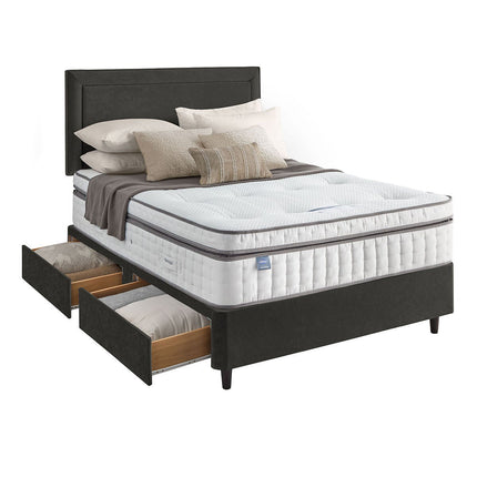 Silentnight Velvet 4 Drawer Divan Base with Malvern Headboard in 3 Colours & 3 Sizes – view 2