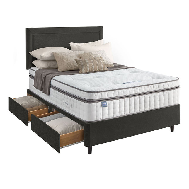 Silentnight Velvet 4 Drawer Divan Base with Malvern Headboard in 3 Colours & 3 Sizes – view 2