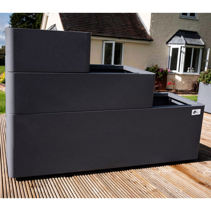 Stone Garden Hanbury 3-Tier Stackable Steel Planter Set in 2 Colours – view 4