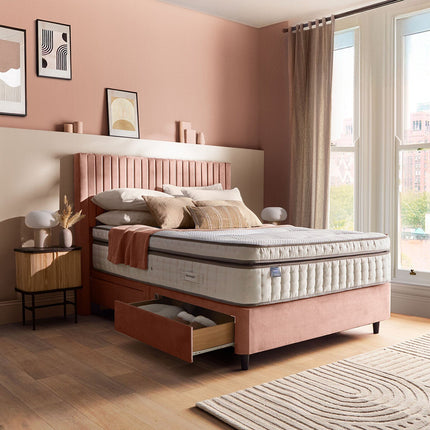Silentnight Velvet 4 Drawer Divan Base with Slumber Headboard in 4 Colours & 3 Sizes – view 4