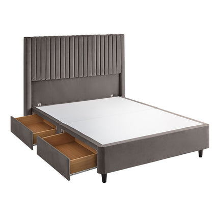Silentnight Velvet 4 Drawer Divan Base with Slumber Headboard in 4 Colours & 3 Sizes – view 6