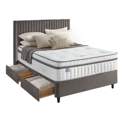 Silentnight Velvet 4 Drawer Divan Base with Slumber Headboard in 4 Colours & 3 Sizes – view 8