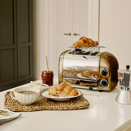 Dualit 4 Slot Classic Toaster With Sandwich Cage in Copper Spray Finish
