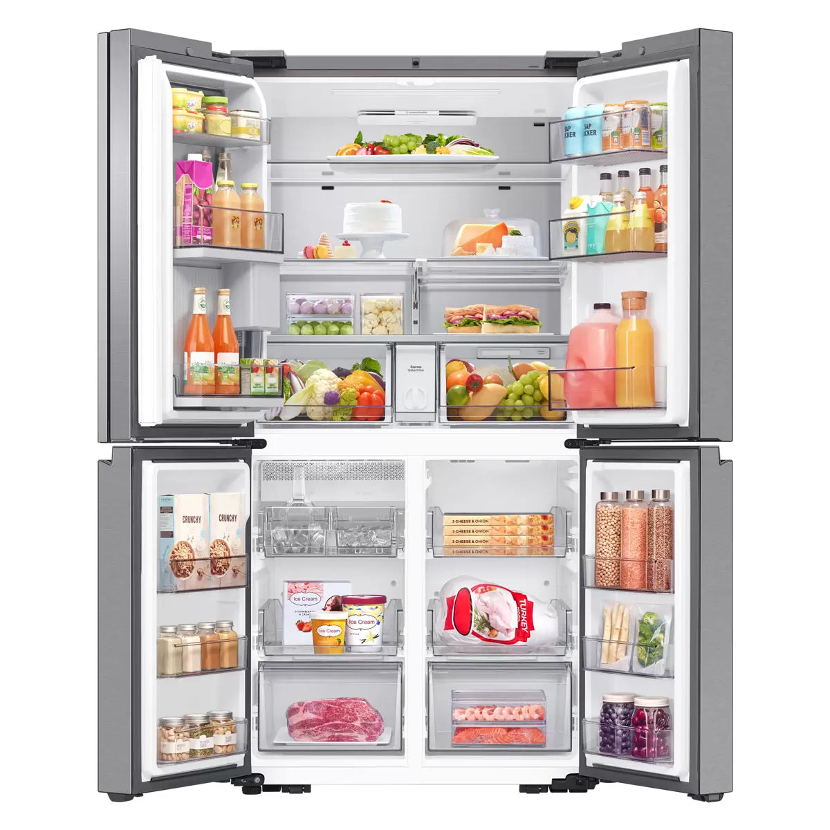 Samsung Family Hub RF65DG9H0ESREU, Multidoor Fridge Freezer, E Rated in Silver