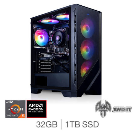 AWD-IT Forge 7 XT, AMD Ryzen 5, 32GB RAM, 1TB SSD, AMD Radeon RX 9070 XT, Gaming Desktop PC