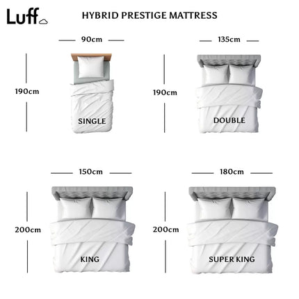 Luff Prestige Hybrid Bamboo Mattress in Medium Firm Comfort Rating & 5 Sizes